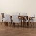 Baxton Studio Glenda Mid-Century Modern Greyish Beige Fabric Upholstered and Walnut Brown Finished Wood 7-Piece Dining Set - BBT5267-Greyish Beige/Walnut-7PC Dining Set