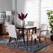 Baxton Studio Glenda Mid-Century Modern Greyish Beige Fabric Upholstered and Walnut Brown Finished Wood 5-Piece Dining Set - BBT5267-Greyish Beige/Walnut-5PC Dining Set
