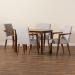 Baxton Studio Glenda Mid-Century Modern Greyish Beige Fabric Upholstered and Walnut Brown Finished Wood 5-Piece Dining Set - BBT5267-Greyish Beige/Walnut-5PC Dining Set
