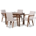 Baxton Studio Glenda Mid-Century Modern Greyish Beige Fabric Upholstered and Walnut Brown Finished Wood 5-Piece Dining Set - BBT5267-Greyish Beige/Walnut-5PC Dining Set