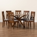 Baxton Studio Callie Modern and Contemporary Grey Fabric Upholstered and Walnut Brown Finished Wood 7-Piece Dining Set - Callie-Grey/Walnut-7PC Dining Set