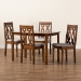 Baxton Studio Cherese Modern and Contemporary Grey Fabric Upholstered and Walnut Brown Finished 5-Piece Wood Dining Set - RH334C-Grey/Walnut-5PC Dining Set