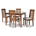 Baxton Studio Cherese Modern and Contemporary Grey Fabric Upholstered and Walnut Brown Finished 5-Piece Wood Dining Set - RH334C-Grey/Walnut-5PC Dining Set