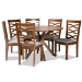 Baxton Studio Mila Modern and Contemporary Grey Fabric Upholstered and Walnut Brown Finished Wood 7-Piece Dining Set