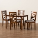 Baxton Studio Lanier Modern and Contemporary Grey Fabric Upholstered and Walnut Brown Finished Wood 5-Piece Dining Set - RH318C-Grey/Walnut-5PC Dining Set