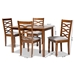 Baxton Studio Lanier Modern and Contemporary Grey Fabric Upholstered and Walnut Brown Finished Wood 5-Piece Dining Set - RH318C-Grey/Walnut-5PC Dining Set