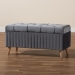 Baxton Studio Hanley Modern and Contemporary Grey Velvet Fabric Upholstered and Walnut Brown Finished Wood Storage Ottoman - HY2A19B046S-Grey Velvet-Otto