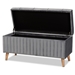 Baxton Studio Hanley Modern and Contemporary Grey Velvet Fabric Upholstered and Walnut Brown Finished Wood Storage Ottoman - HY2A19B046S-Grey Velvet-Otto