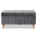 Baxton Studio Hanley Modern and Contemporary Grey Velvet Fabric Upholstered and Walnut Brown Finished Wood Storage Ottoman - HY2A19B046S-Grey Velvet-Otto