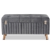 Baxton Studio Hanley Modern and Contemporary Grey Velvet Fabric Upholstered and Walnut Brown Finished Wood Storage Ottoman - HY2A19B046S-Grey Velvet-Otto