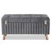 Baxton Studio Hanley Modern and Contemporary Grey Velvet Fabric Upholstered and Walnut Brown Finished Wood Storage Ottoman - HY2A19B046S-Grey Velvet-Otto