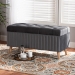 Baxton Studio Hanley Modern and Contemporary Grey Velvet Fabric Upholstered and Walnut Brown Finished Wood Storage Ottoman - HY2A19B046S-Grey Velvet-Otto