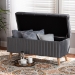 Baxton Studio Hanley Modern and Contemporary Grey Velvet Fabric Upholstered and Walnut Brown Finished Wood Storage Ottoman - HY2A19B046S-Grey Velvet-Otto