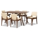 Baxton Studio Afton Mid-Century Modern Beige Faux Leather Upholstered and Walnut Brown Finished Wood 7-Piece Dining Set