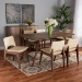 Baxton Studio Afton Mid-Century Modern Beige Faux Leather Upholstered and Walnut Brown Finished Wood 7-Piece Dining Set - RDC827-Beige/Walnut-7PC Dining Set