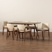 Baxton Studio Afton Mid-Century Modern Beige Faux Leather Upholstered and Walnut Brown Finished Wood 7-Piece Dining Set - RDC827-Beige/Walnut-7PC Dining Set