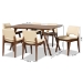 Baxton Studio Afton Mid-Century Modern Beige Faux Leather Upholstered and Walnut Brown Finished Wood 7-Piece Dining Set - RDC827-Beige/Walnut-7PC Dining Set