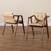 Baxton Studio Marcena Mid-Century Modern Beige Imitation Leather Upholstered and Walnut Brown Finished Wood 2-Piece Dining Chair Set - RDC828-Beige/Walnut-DC