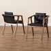 Baxton Studio Marcena Mid-Century Modern Black Imitation Leather Upholstered and Walnut Brown Finished Wood 2-Piece Dining Chair Set - RDC828-Black/Walnut-DC
