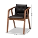 Baxton Studio Marcena Mid-Century Modern Black Imitation Leather Upholstered and Walnut Brown Finished Wood 2-Piece Dining Chair Set - RDC828-Black/Walnut-DC