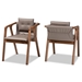 Baxton Studio Marcena Mid-Century Modern Grey Imitation Leather Upholstered and Walnut Brown Finished Wood 2-Piece Dining Chair Set