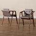 Baxton Studio Marcena Mid-Century Modern Grey Imitation Leather Upholstered and Walnut Brown Finished Wood 2-Piece Dining Chair Set - RDC828-Grey/Walnut-DC