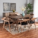 Baxton Studio Harland Mid-Century Modern Black Faux Leather Upholstered and Walnut Brown Finished Wood 7-Piece Dining Set - RDC809B-AC-Black/Walnut-7PC Dining Set