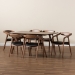 Baxton Studio Harland Mid-Century Modern Black Faux Leather Upholstered and Walnut Brown Finished Wood 7-Piece Dining Set - RDC809B-AC-Black/Walnut-7PC Dining Set