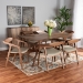 Baxton Studio Harland Mid-Century Modern Grey Faux Leather Upholstered and Walnut Brown Finished Wood 7-Piece Dining Set - RDC809B-AC-Steel/Walnut-7PC Dining Set