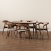 Baxton Studio Harland Mid-Century Modern Grey Faux Leather Upholstered and Walnut Brown Finished Wood 7-Piece Dining Set - RDC809B-AC-Steel/Walnut-7PC Dining Set