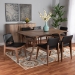 Baxton Studio Afton Mid-Century Modern Black Faux Leather Upholstered and Walnut Brown Finished Wood 7-Piece Dining Set - RDC827-Black/Walnut-7PC Dining Set