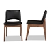 Baxton Studio Afton Mid-Century Modern Black Faux Leather Upholstered and Walnut Brown Finished Wood 2-Piece Dining Chair Set - RDC827-Black/Walnut-DC