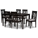 Baxton Studio Cherese Modern and Contemporary Grey Fabric Upholstered and Dark Brown Finished Wood 7-Piece Dining Set