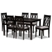 Baxton Studio Cherese Modern and Contemporary Grey Fabric Upholstered and Dark Brown Finished Wood 7-Piece Dining Set
