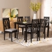 Baxton Studio Cherese Modern and Contemporary Grey Fabric Upholstered and Dark Brown Finished Wood 7-Piece Dining Set - RH334C-Grey/Dark Brown-7PC Dining Set