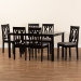 Baxton Studio Cherese Modern and Contemporary Grey Fabric Upholstered and Dark Brown Finished Wood 7-Piece Dining Set - RH334C-Grey/Dark Brown-7PC Dining Set