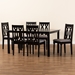 Baxton Studio Cherese Modern and Contemporary Grey Fabric Upholstered and Dark Brown Finished Wood 7-Piece Dining Set - RH334C-Grey/Dark Brown-7PC Dining Set