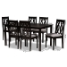 Baxton Studio Cherese Modern and Contemporary Grey Fabric Upholstered and Dark Brown Finished Wood 7-Piece Dining Set - RH334C-Grey/Dark Brown-7PC Dining Set