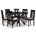 Baxton Studio Callie Modern and Contemporary Grey Fabric Upholstered and Dark Brown Finished Wood 7-Piece Dining Set