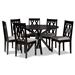 Baxton Studio Callie Modern and Contemporary Grey Fabric Upholstered and Dark Brown Finished Wood 7-Piece Dining Set