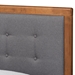 Baxton Studio Greta Mid-Century Modern Dark Grey Fabric Upholstered and Walnut Brown Finished Wood Twin Size Platform Bed - Greta-Dark Grey/Ash Walnut-Twin