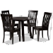 Baxton Studio Zala Modern and Contemporary Dark Brown Finished Wood 5-Piece Dining Set - Zala-Dark Brown-5PC Dining Set