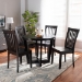 Baxton Studio Sasa Modern and Contemporary Dark Brown Finished Wood 5-Piece Dining Set - Sasa-Dark Brown-5PC Dining Set