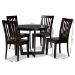 Baxton Studio Sasa Modern and Contemporary Dark Brown Finished Wood 5-Piece Dining Set - Sasa-Dark Brown-5PC Dining Set