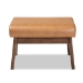 Baxton Studio Bianca Mid-Century Modern Walnut Brown Finished Wood and Tan Faux Leather Effect Ottoman - Bianca-Tan/Walnut Brown-Otto