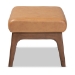 Baxton Studio Bianca Mid-Century Modern Walnut Brown Finished Wood and Tan Faux Leather Effect Ottoman - Bianca-Tan/Walnut Brown-Otto