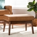 Baxton Studio Bianca Mid-Century Modern Walnut Brown Finished Wood and Tan Faux Leather Effect Ottoman - Bianca-Tan/Walnut Brown-Otto