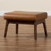 Baxton Studio Bianca Mid-Century Modern Walnut Brown Finished Wood and Tan Faux Leather Effect Ottoman - Bianca-Tan/Walnut Brown-Otto