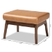 Baxton Studio Bianca Mid-Century Modern Walnut Brown Finished Wood and Tan Faux Leather Effect Ottoman - Bianca-Tan/Walnut Brown-Otto