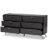 Baxton Studio Kelson Modern and Contemporary Dark Grey and Gold Finished Wood 6-Drawer Dresser - LV19COD19231-Dark Grey-6DW-Dresser
